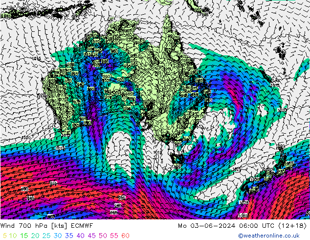 Wind 700 hPa ECMWF Mo 03.06.2024 06 UTC
