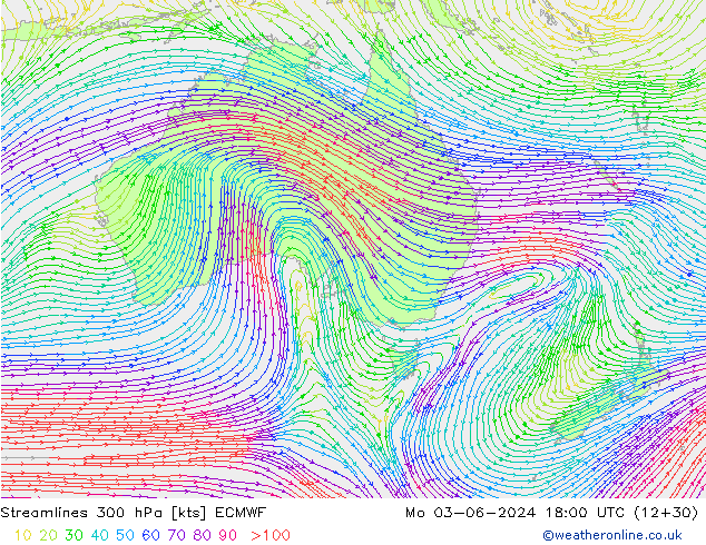 ветер 300 гПа ECMWF пн 03.06.2024 18 UTC