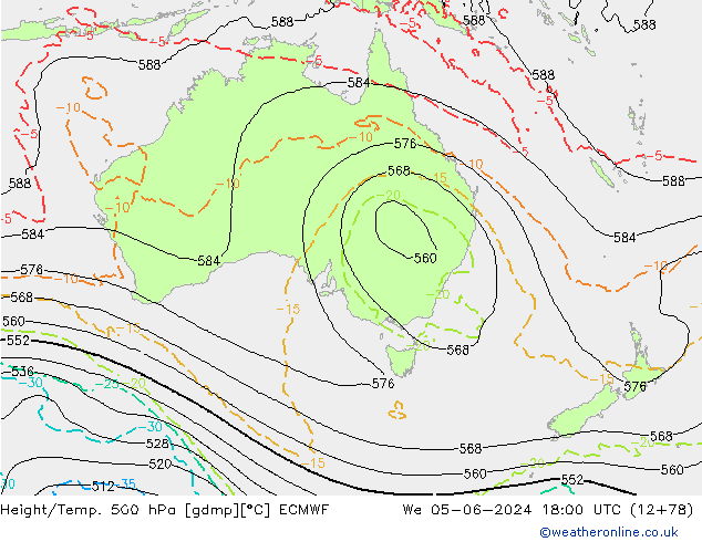 Z500/Regen(+SLP)/Z850 ECMWF wo 05.06.2024 18 UTC