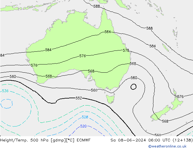 Z500/Rain (+SLP)/Z850 ECMWF Sa 08.06.2024 06 UTC