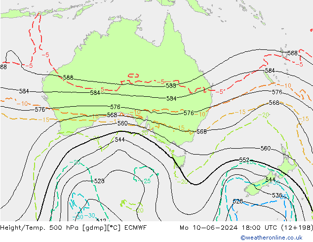 Z500/Yağmur (+YB)/Z850 ECMWF Pzt 10.06.2024 18 UTC