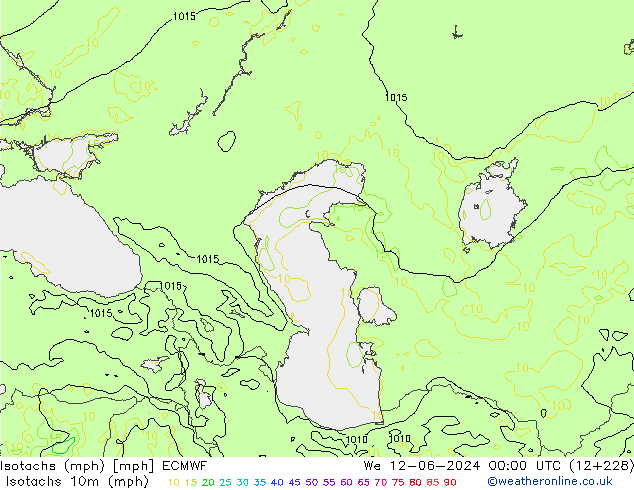 Isotachs (mph) ECMWF ср 12.06.2024 00 UTC
