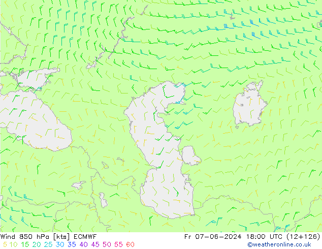 Wind 850 hPa ECMWF Fr 07.06.2024 18 UTC