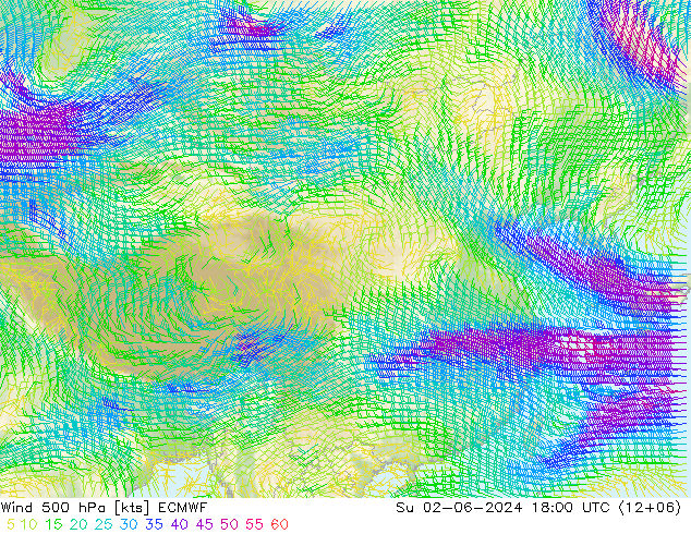 Wind 500 hPa ECMWF Su 02.06.2024 18 UTC