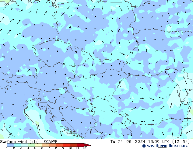  10 m (bft) ECMWF  04.06.2024 18 UTC