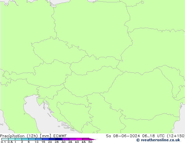 Precipitazione (12h) ECMWF sab 08.06.2024 18 UTC
