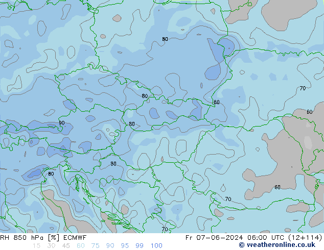 RH 850 hPa ECMWF Fr 07.06.2024 06 UTC