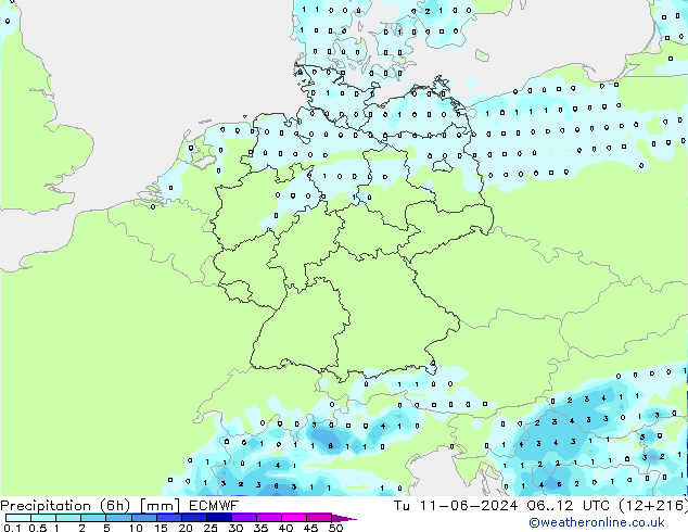 Z500/Regen(+SLP)/Z850 ECMWF di 11.06.2024 12 UTC