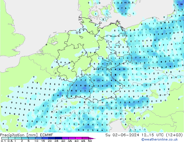 Niederschlag ECMWF So 02.06.2024 15 UTC
