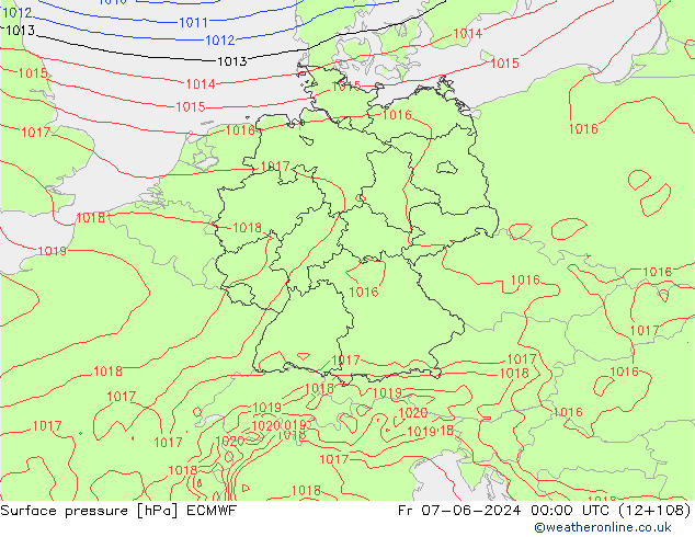 Luchtdruk (Grond) ECMWF vr 07.06.2024 00 UTC