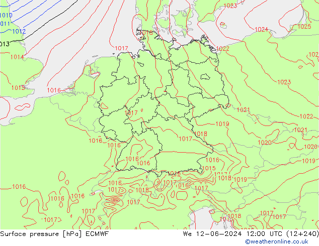 Yer basıncı ECMWF Çar 12.06.2024 12 UTC