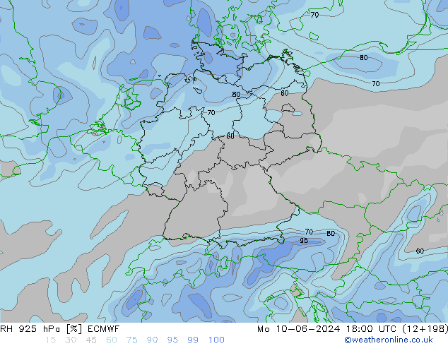 RH 925 hPa ECMWF Mo 10.06.2024 18 UTC