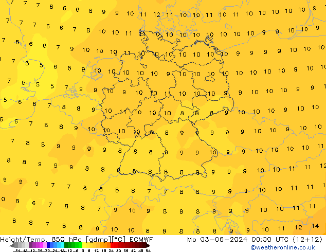 Z500/Rain (+SLP)/Z850 ECMWF Mo 03.06.2024 00 UTC