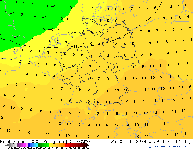 Z500/Rain (+SLP)/Z850 ECMWF mié 05.06.2024 06 UTC