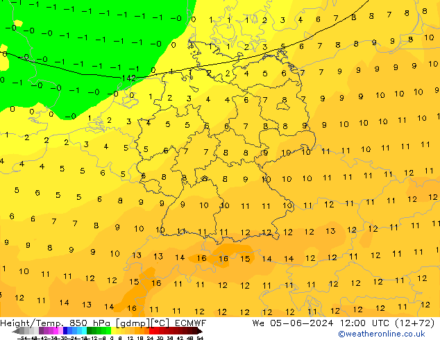 Z500/Rain (+SLP)/Z850 ECMWF We 05.06.2024 12 UTC