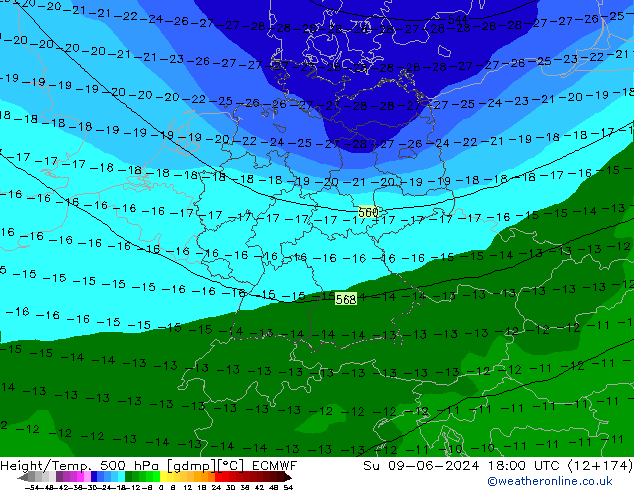 Z500/Rain (+SLP)/Z850 ECMWF nie. 09.06.2024 18 UTC