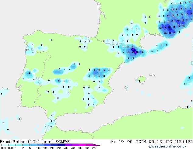 Yağış (12h) ECMWF Pzt 10.06.2024 18 UTC
