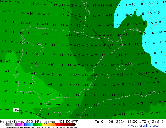 Z500/Yağmur (+YB)/Z850 ECMWF Sa 04.06.2024 18 UTC