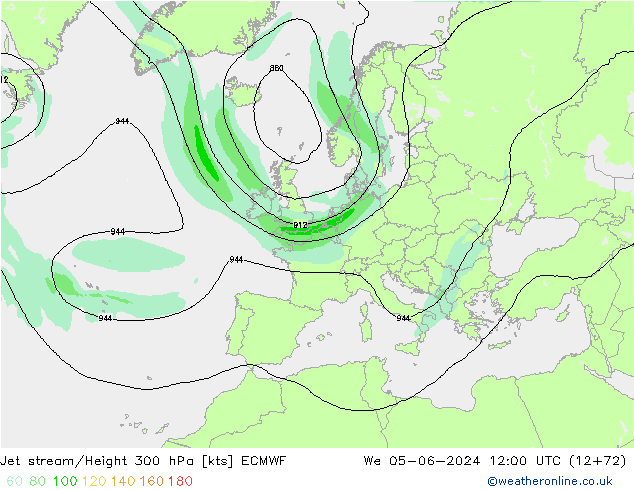 Corrente a getto ECMWF mer 05.06.2024 12 UTC