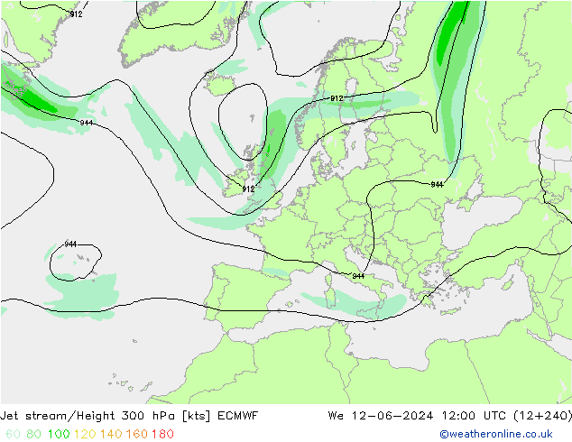 Jet stream/Height 300 hPa ECMWF St 12.06.2024 12 UTC