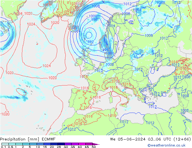 Precipitation ECMWF We 05.06.2024 06 UTC