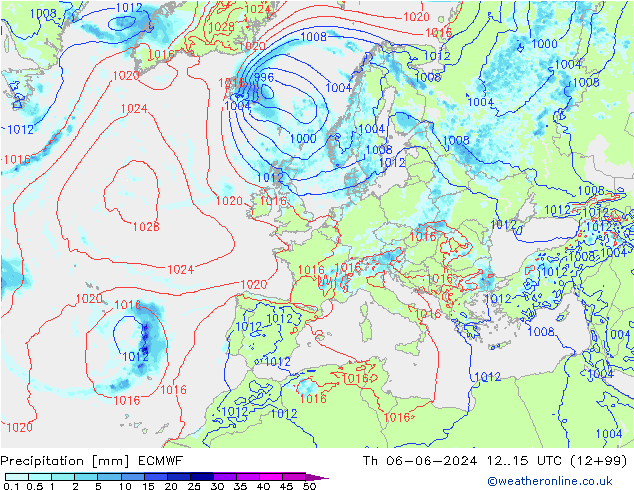 Precipitazione ECMWF gio 06.06.2024 15 UTC