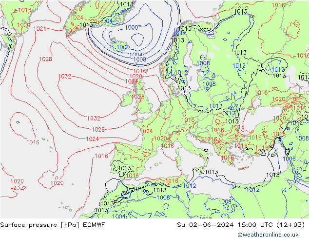 pressão do solo ECMWF Dom 02.06.2024 15 UTC