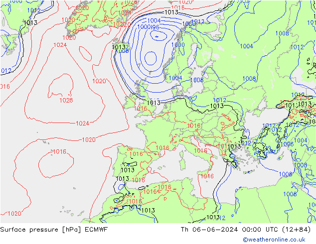 Yer basıncı ECMWF Per 06.06.2024 00 UTC