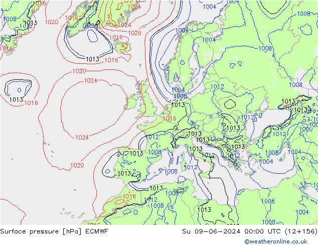 Bodendruck ECMWF So 09.06.2024 00 UTC