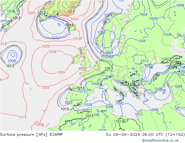 ciśnienie ECMWF nie. 09.06.2024 06 UTC