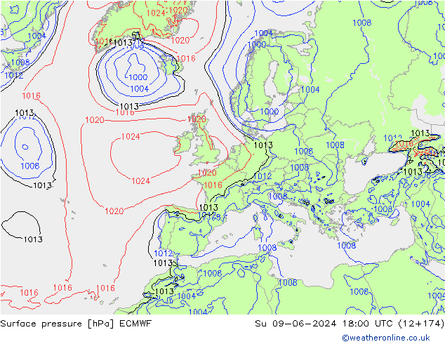 ciśnienie ECMWF nie. 09.06.2024 18 UTC