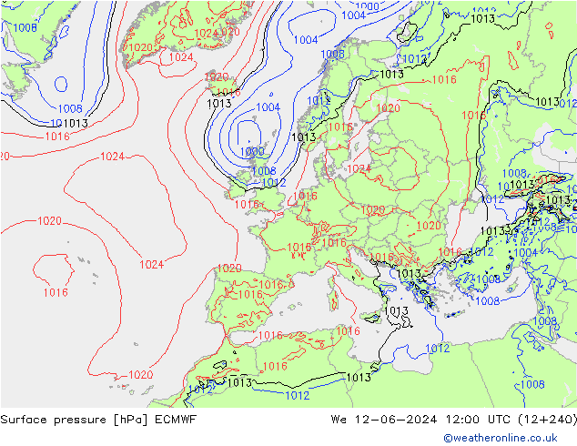 приземное давление ECMWF ср 12.06.2024 12 UTC