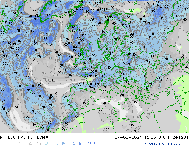 RH 850 hPa ECMWF Fr 07.06.2024 12 UTC