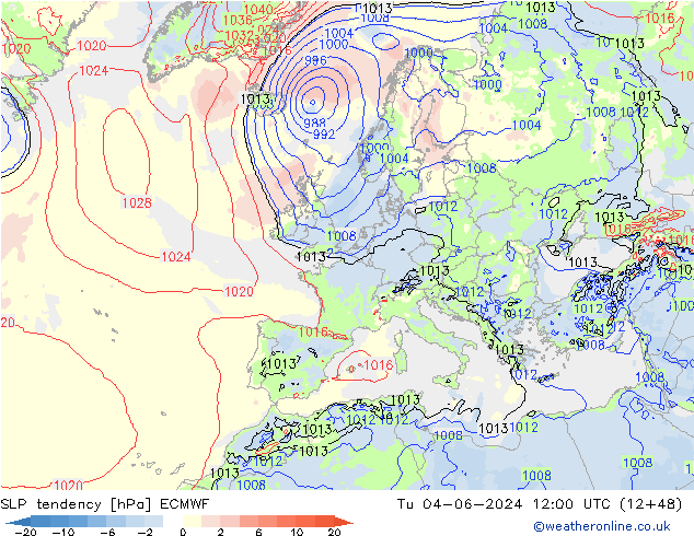 тенденция давления ECMWF вт 04.06.2024 12 UTC