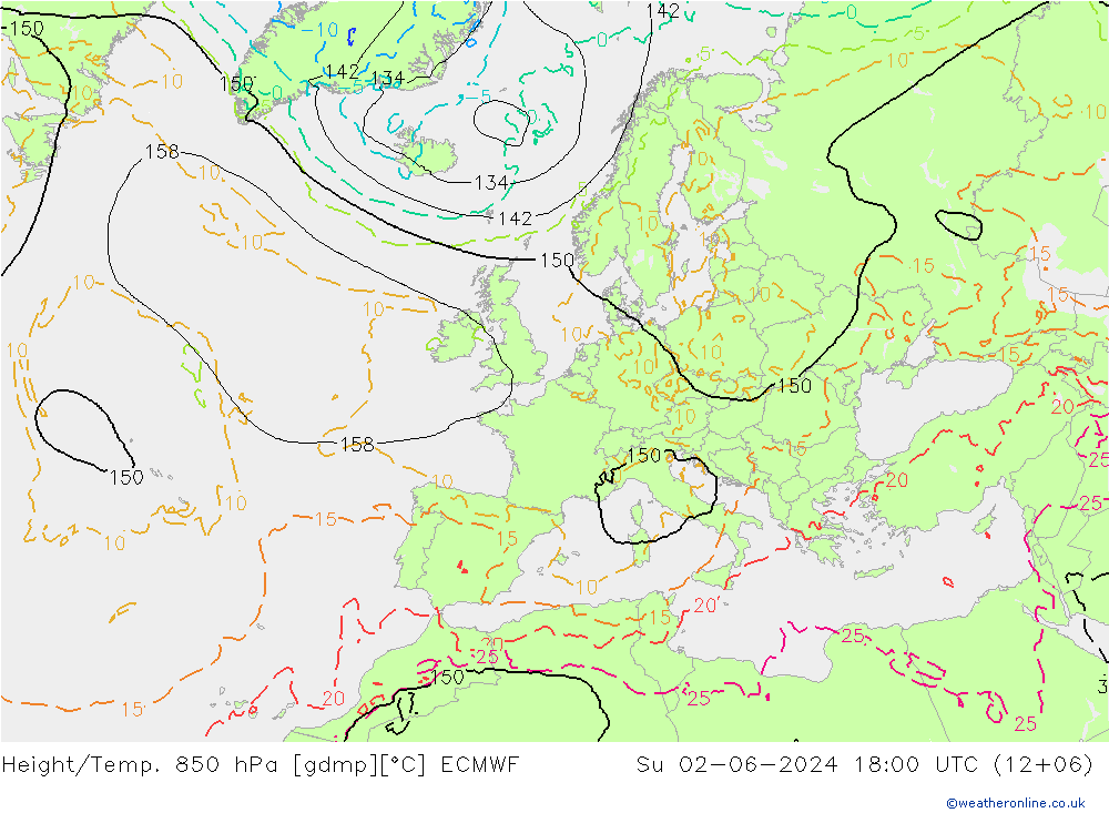 Z500/Rain (+SLP)/Z850 ECMWF Вс 02.06.2024 18 UTC