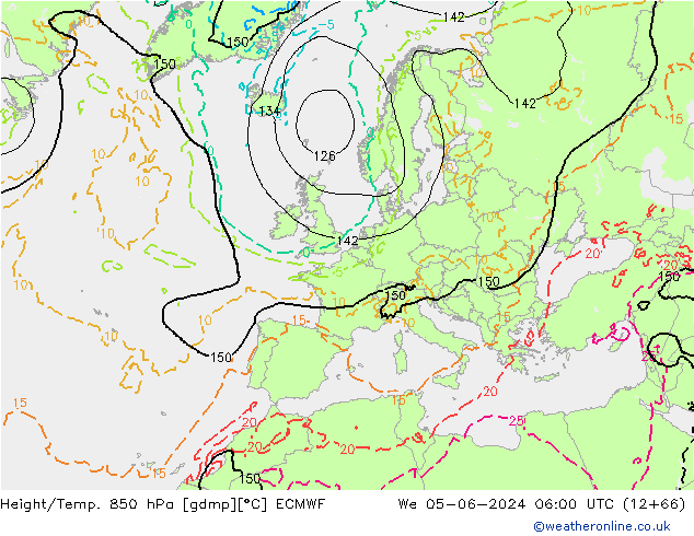 Z500/Yağmur (+YB)/Z850 ECMWF Çar 05.06.2024 06 UTC