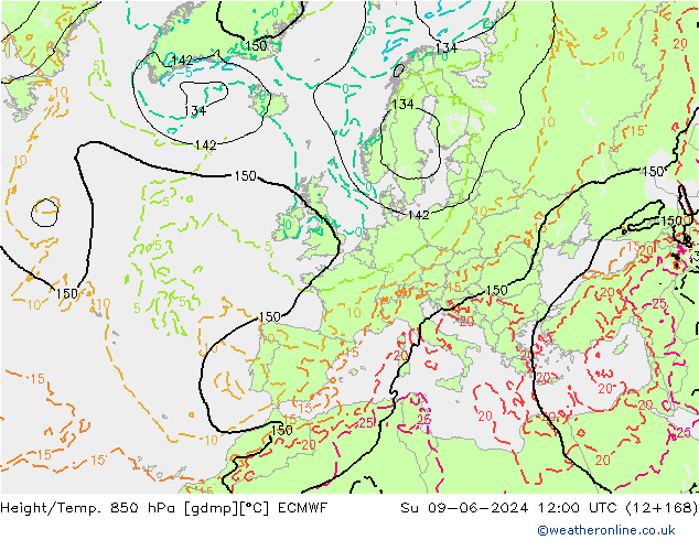 Z500/Rain (+SLP)/Z850 ECMWF Ne 09.06.2024 12 UTC