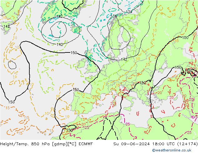 Z500/Rain (+SLP)/Z850 ECMWF dom 09.06.2024 18 UTC