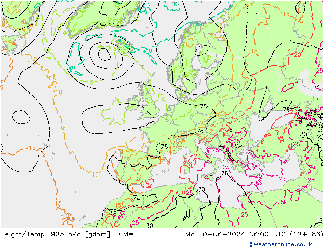 Height/Temp. 925 hPa ECMWF Seg 10.06.2024 06 UTC