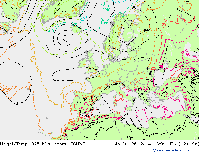 Hoogte/Temp. 925 hPa ECMWF ma 10.06.2024 18 UTC