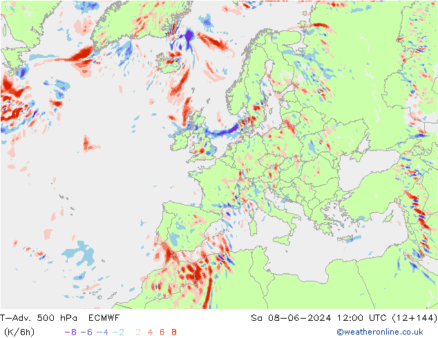 T-Adv. 500 hPa ECMWF Sa 08.06.2024 12 UTC