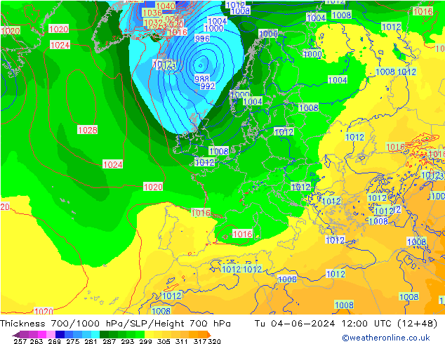 Thck 700-1000 hPa ECMWF  04.06.2024 12 UTC