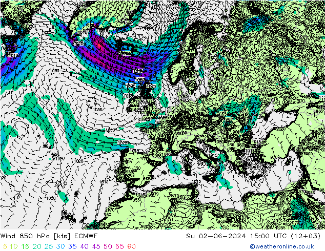 Wind 850 hPa ECMWF So 02.06.2024 15 UTC