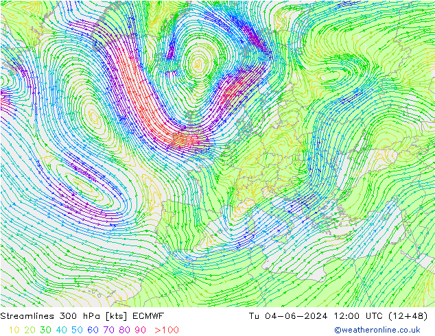 Rüzgar 300 hPa ECMWF Sa 04.06.2024 12 UTC