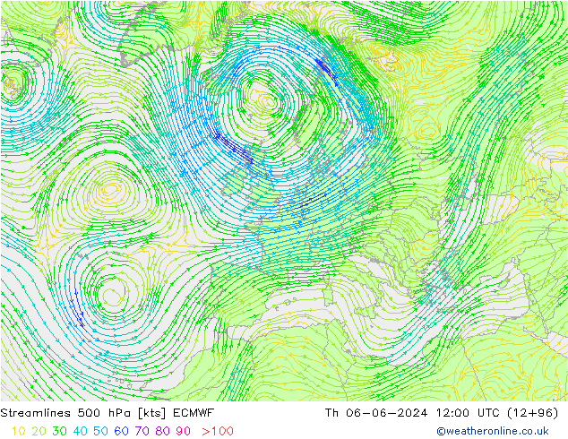 Stroomlijn 500 hPa ECMWF do 06.06.2024 12 UTC