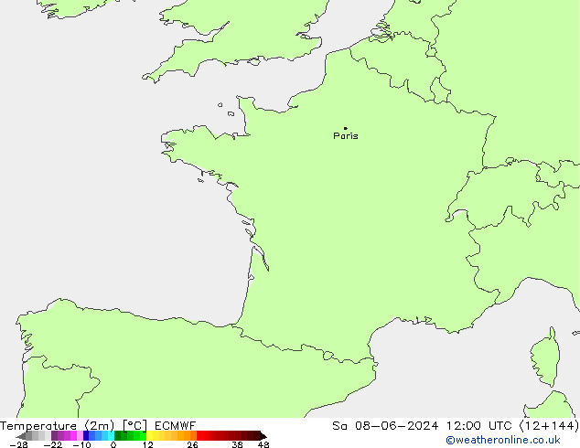 Temperatura (2m) ECMWF sab 08.06.2024 12 UTC