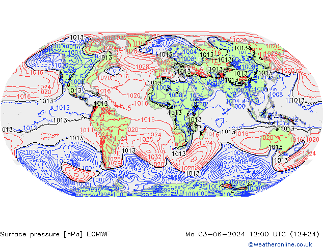 pressão do solo ECMWF Seg 03.06.2024 12 UTC