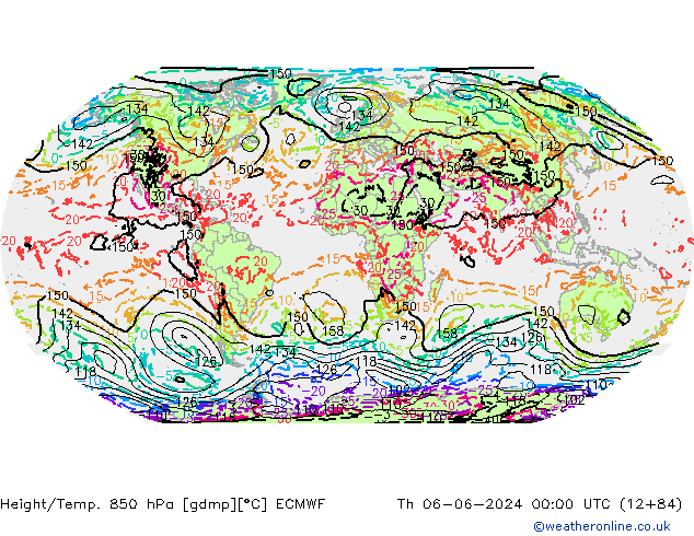 Z500/Rain (+SLP)/Z850 ECMWF gio 06.06.2024 00 UTC