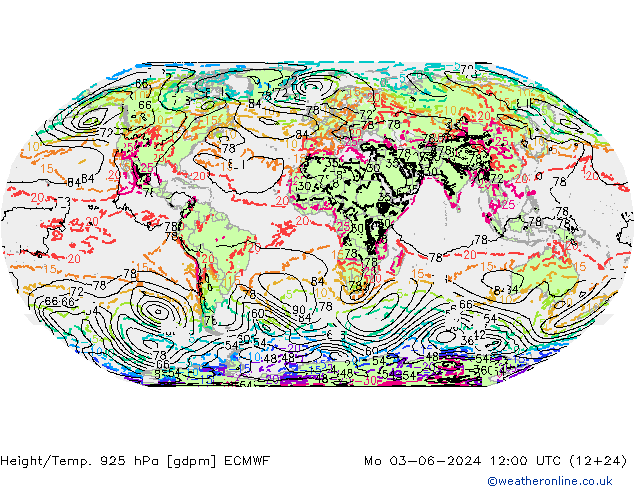 Height/Temp. 925 гПа ECMWF пн 03.06.2024 12 UTC
