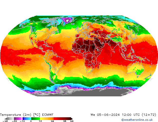 Temperature (2m) ECMWF St 05.06.2024 12 UTC